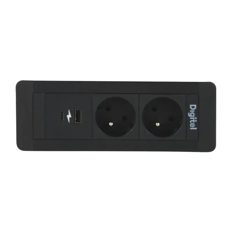 Nowy Gniazdo wpuszczane SLIM FRAME 2xUTE + ŁAD. USB A/C 20W 3M CZARNY