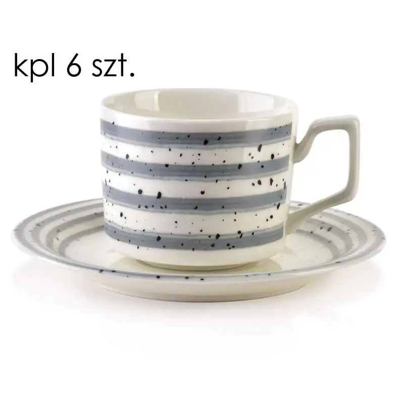 JOY Komplet 6 filiżanek ze spodkiemszare 210ml Premium