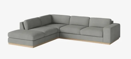Obniżka ceny BOLIA sofa 5-osobowa narożnikowa z otwartym zakończeniem SEPIA podstawa dąb olejowany