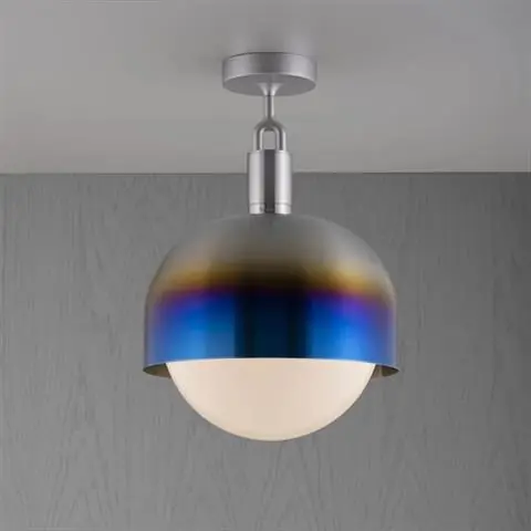 LAMPA SUFITOWA FORKED CEILING SHADE GLOBE OPAL LARGE BURNT STEEL | BUSTER + PUNCH Tani