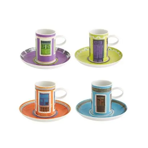 Szybka dostawa PORCELANOWY ZESTAW 4 SZT. FILIŻANEK DO ESPRESSO OLHAR O BRASIL | VISTA ALEGRE