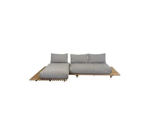 SOFA STICKS PLATFORM + SZEZLONG OGRODOWY STICKS PLATFORM TEAK , CUSHION LIGHT BROWN | CANE-LINE Okazja