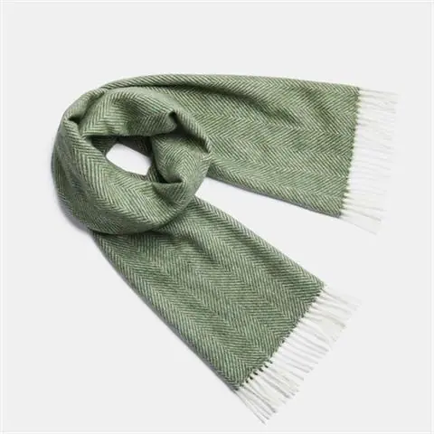 Dodaj do koszyka SZALIK CLASSIC FISHBONE GREEN | WHITE | ALPAKA