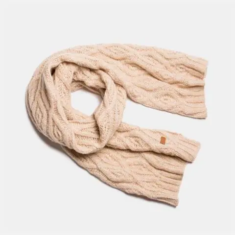 Bezpieczna płatność SZALIK Z WEŁNY ALPAKI CABLE LIGHT BEIGE | ALPAKA